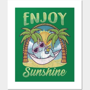 Enjoy Sunshine Narwhal Hammock Beach Ocean Posters and Art